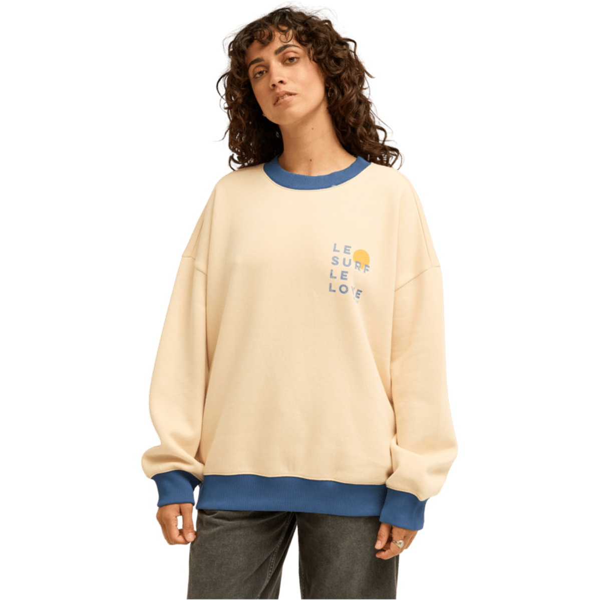 2026 Billabong Womens Le Love Surf Crew Sweatshirt EBJSF00194 - White Cap